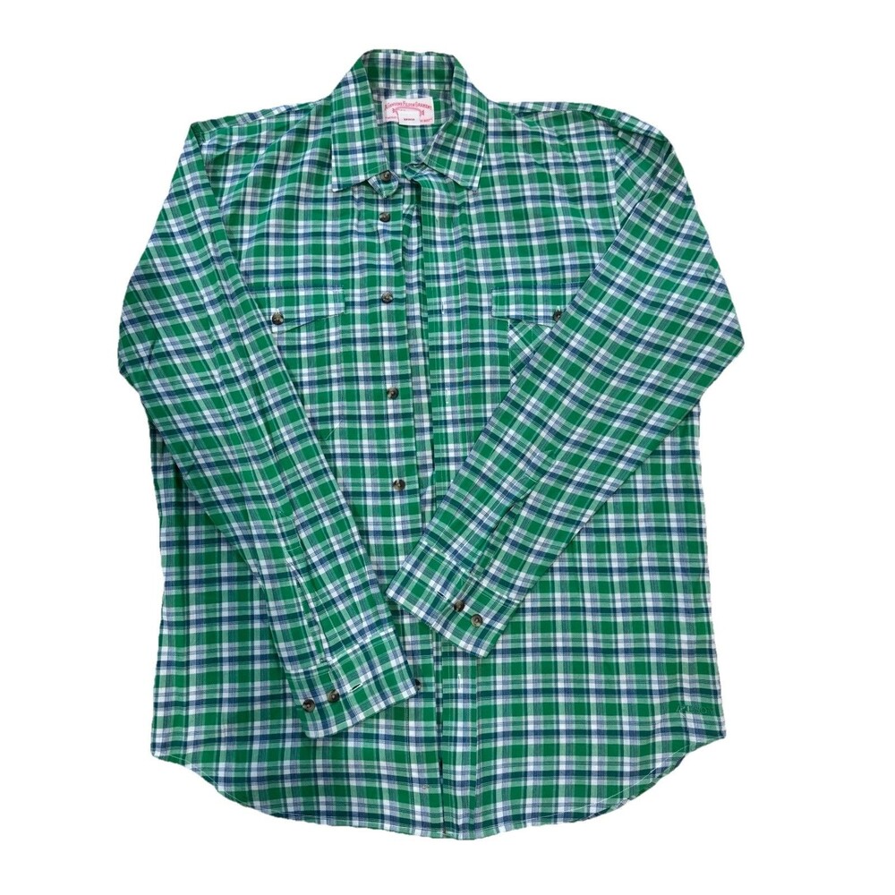 Filson Shirt Mens M Green Blue Plaid  100% Cotton Outdoor Workwear Heritage